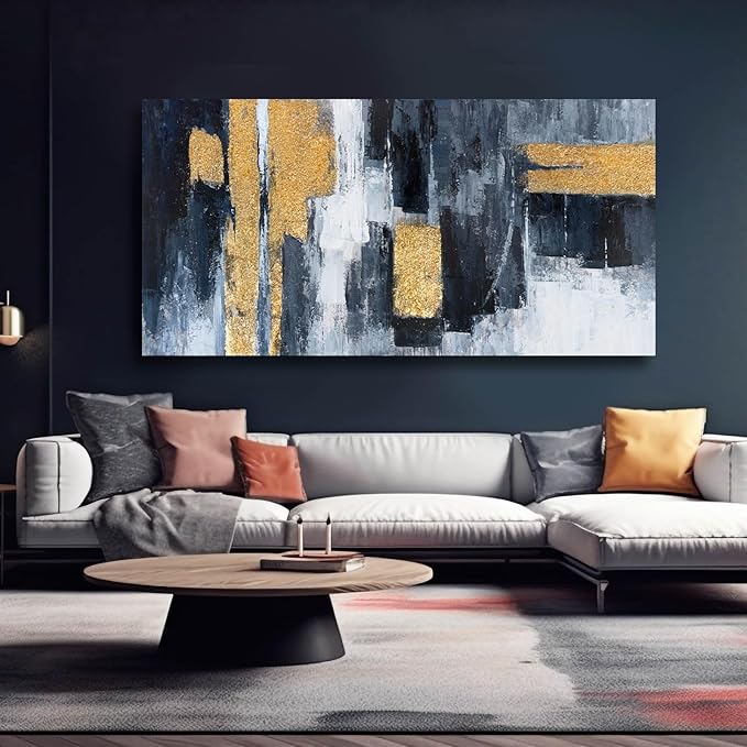 VAYIMDH Abstract Wall Print Textured Wall Pictures Large Canvas Wall Art for Living Room 29"x58" Office Wall Decor Gold Foil Artwork