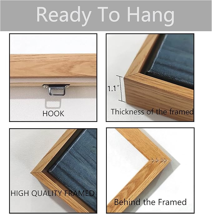 Dandelion Canvas Print - Framed Wall Art for Living Room & Bedroom - Large White Flower Flora Home Decoration (With Solid Wood Dark Frame)