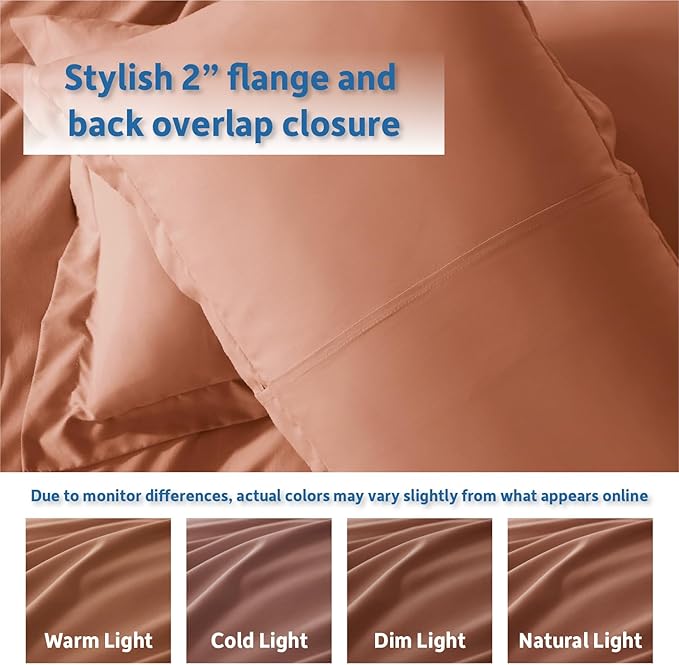 Nestl Full Duvet Cover Set with Comforter Insert - Rust 4 Piece 80x90 Duvet Cover & 2 Pillow Shams with White Quilted Down Alternative Comforter, Ultra Soft, All Season