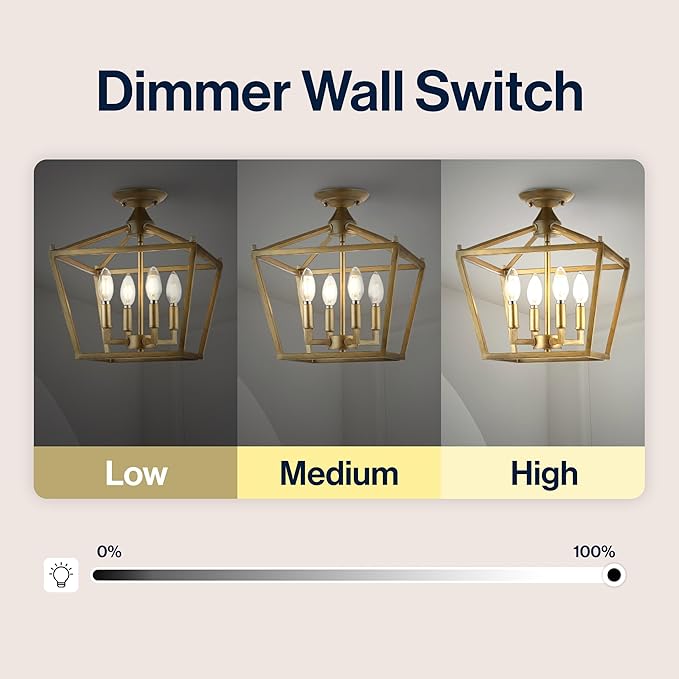 JONATHAN Y JYL7610B Plains Mini Lantern 12" 4-Light Iron Modern Farmhouse LED Flush Mount, Rustic, Industrial, Dimmable, 2700K Cozy Warm Light Kitchen, Hallway, Bathroom, Stairwell, Brass Gold