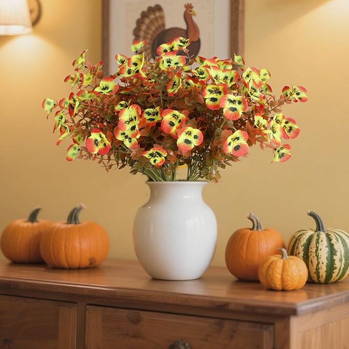 Artificial Fall Flowers for Decoration Fake Flowers Outdoor Artificial Plants, 20 Bundles Faux Mums Autumn Plastic Flower UV Resistant for Porch Patio Home Yard Garden Window Box Pot Planters