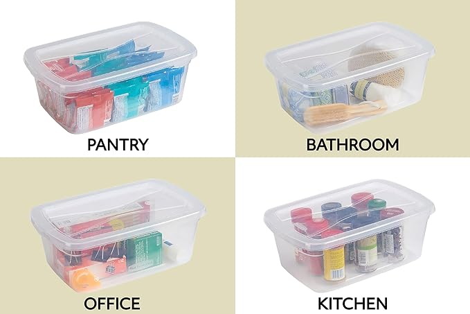 Rubbermaid Cleverstore 6 Qt Clear Storage Bins with Lids, 12-Pack, Stackable, BPA-Free, Made in USA