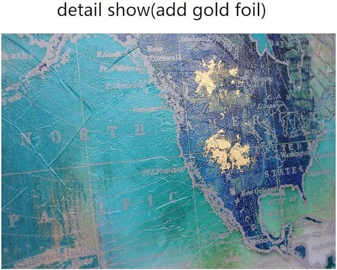 Pogusmavi Canvas Wall Art for Living Room - World Map Wall Decor - Large Wall Art for Bedroom - Office Artwork - Map Wall Art 16"x32" 3 Piece Canvas Wall Art