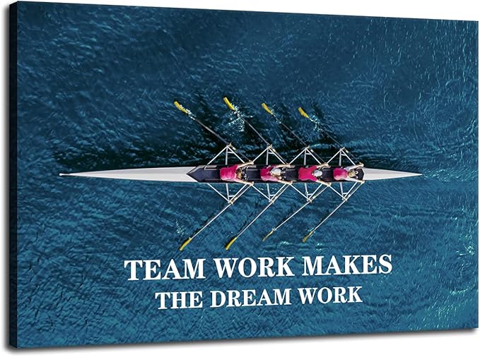 Motivational Canvas Wall Art Inspirational Success Quotes Team Work Makes The Dream Work Poster Printmaking Artwork Living Room Home Office Decorative Frame Ready to Hang[24''W x 36''H]