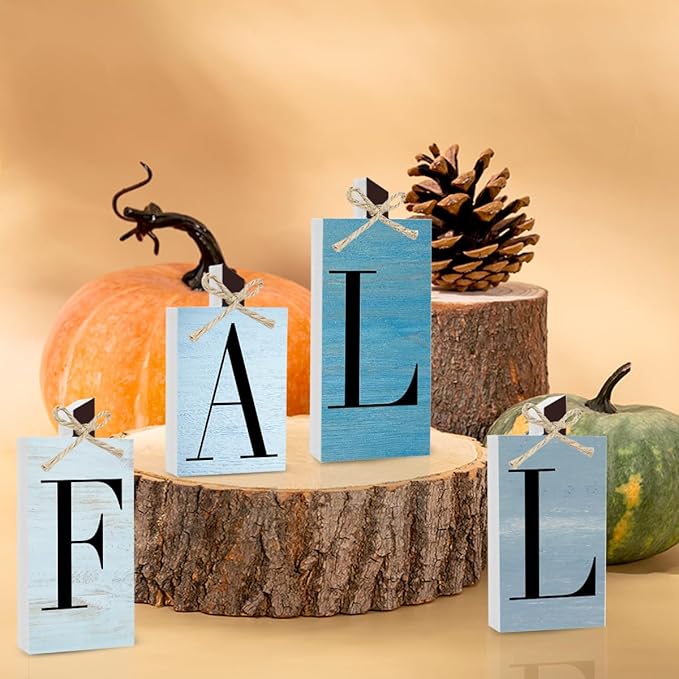 Fall Decorations for Home Thanksgiving Decorations Indoor Fall Gifts for Women Men Autumn Decor Blue Fall Table Decor Sign for Farmhouse Harvest Kitchen Bathroom Bedroom Office