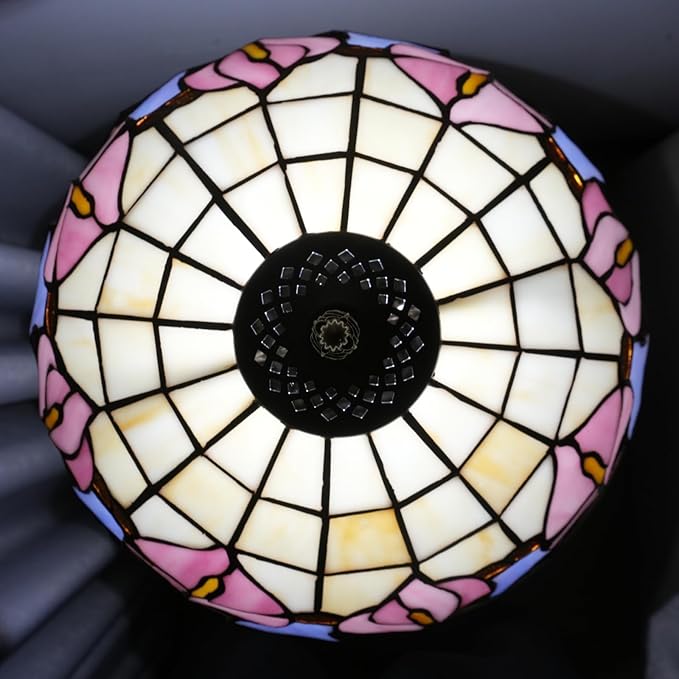 Tiffany Lamp 12 Inch Blue Pink Calla Lily Victorian Stained Glass Table Lamp Antique Bedside Reading Lamp For Bedroom Nightstand Office Light Dorm Room Decor Tiffany Style Retro Home Decoration Gifts