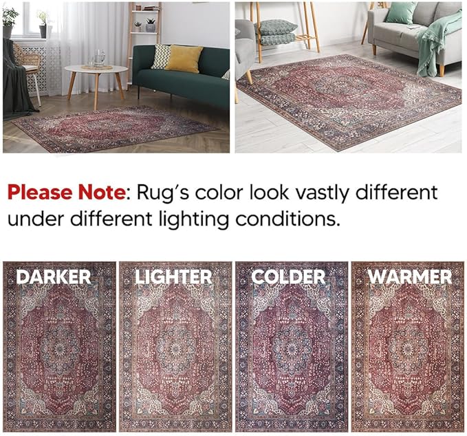 Keen Home Design 2x12 Rug - Machine Washable Runner Rug with Non-Slip Backing, Ideal for Hallway, Entryway, Kitchen, Laundry Room - Vintage, Easy Clean, Durable, Low Pile - (2'6" x 12')