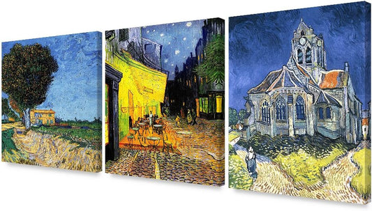 DECORARTS - Triptych (Van Gogh Famous Art Series), Vincent Classic Art Reproduction. Giclee Canvas Prints Wall Art for Home Decor 30x24, 3pcs/set