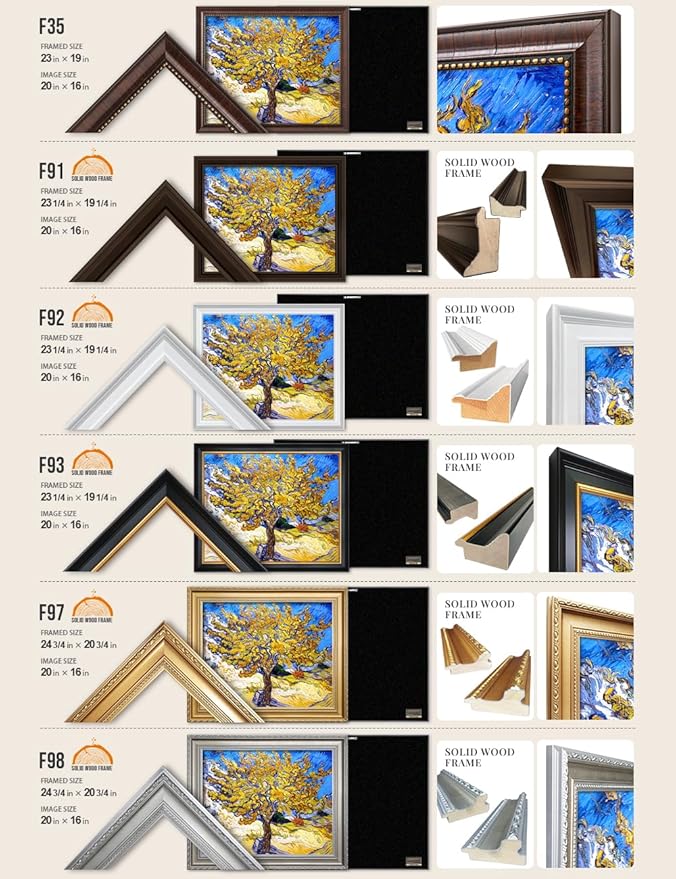 DECORARTS - The Mulberry Tree - Vincent Van Gogh Giclee Prints w/Antique Brown Frame for Wall Decor. Picture Size: 20x16, Total Size w/Frame: 23x19