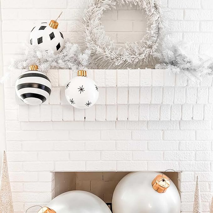 Inflatable Holiday Ornament – Ultimate Indoor/Outdoor Decoration – Reusable and Storage Friendly – for Weddings, Parties, Events, Team Colors – 8" Mini Trio Bundle Set – Black and White