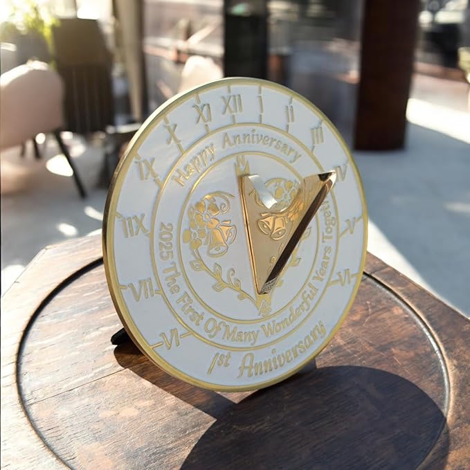 Anniversary Sundial Gift for A 1st Wedding Anniversary in 2025 - Recycled Metal Home Decor Or Garden Present Idea - Handmade in UK for Him, Her Parents Or Couples 1 Year Celebration