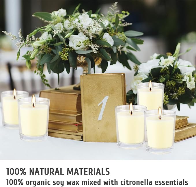 Set of 20 x 2.0 oz Votive Citronella Candles in Glass Cup Decorative Candle Yellow Citronella Tea Lights Indoor Outdoor Patio Scented Candles Bulk…