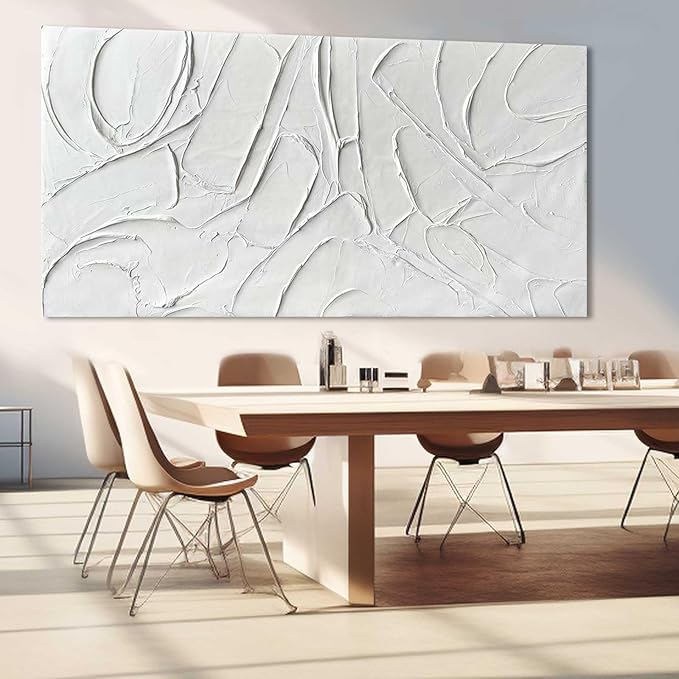 XIANSHOU Oil Painting Art Wall Decor Pictures for Living Room Big Wall Artwork White Painting 29"x 58" Modern Abstract Wall Decor Bedroom Office Ready to Hang