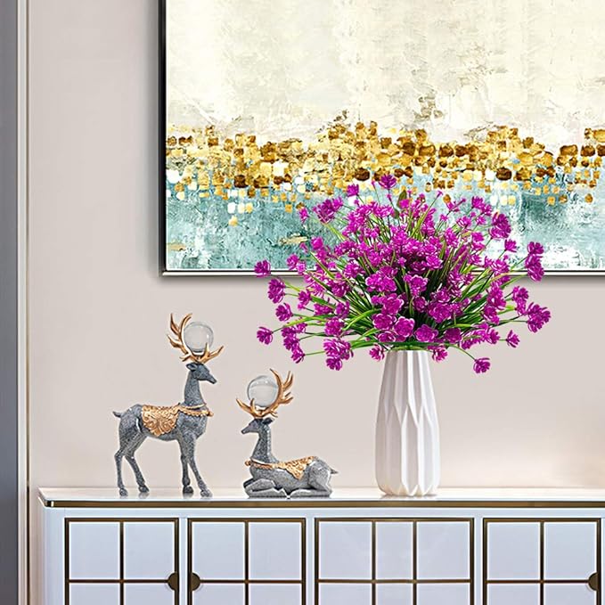 Artificial Flowers, 20 Bundles Outdoor Fake Flowers for Decoration UV Resistant Faux Plastic Plants Garden Porch Window Box Décor (Purple)