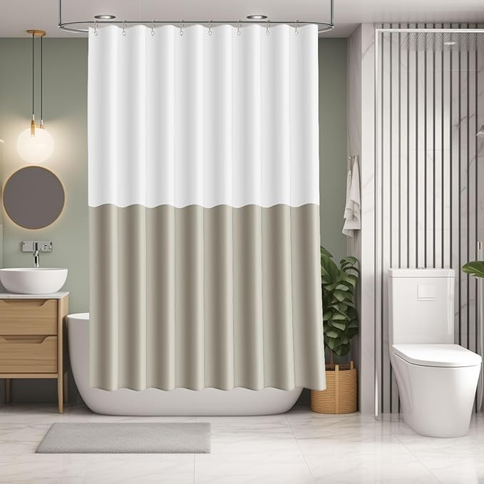 IMAVO Bathroom Accessories Set,White Bathroom Set,9 Pieces Bathroom Accessory Set with Shower Curtain,Qtip Holders,Toilet Brush,Trash Can for Bathroom Décor and Home Gifts