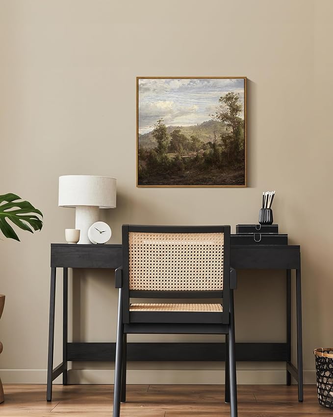 InSimSea Square Framed Canvas Wall Art, Vintage Nature Landscape Paintings, Retro Scenery Wall Pictures for Bedroom Bathroom Living Room, Canvas Prints Artwork, Home Decor 16"x16"