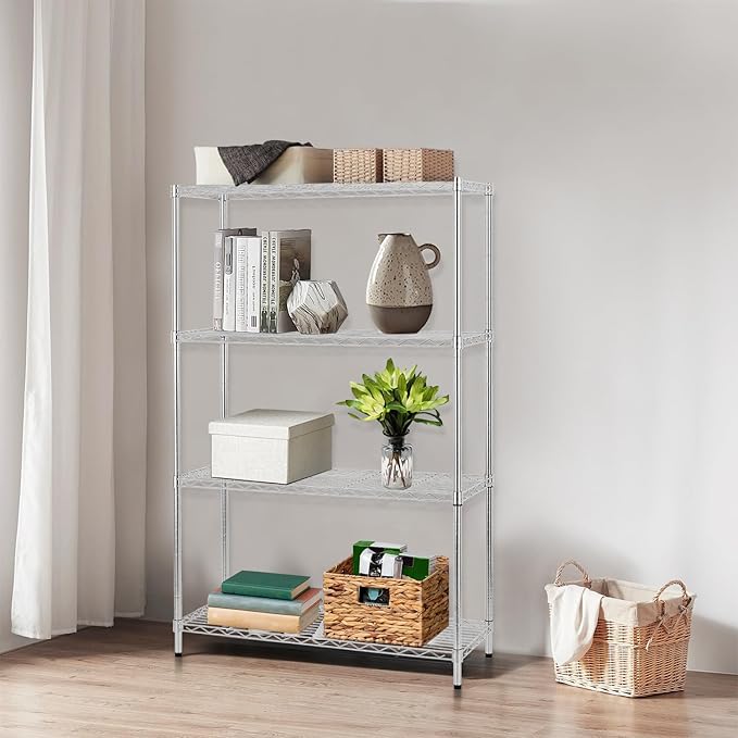 PayLessHere | 4-Tier Wire Shelf | 36"x14"x54" | Chrome | Adjustable Racks | Heavy-Duty Storage Shelves, Holds Upto 1000 lbs | Rust-Resistant, No-Tool Assembly | for Home, Garage Shelving
