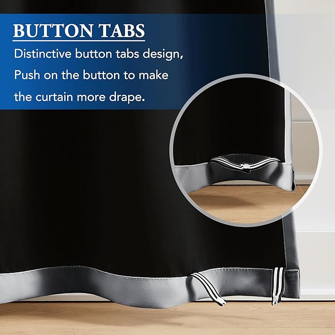 Beauoop Grey 100% Blackout Curtains 96 Inch Long 2 Panels for Bedroom Living Room Solid Room Darkening Thermal Insulated Soundproof Energy Saving Grommet Top Window Treatment Drapes,52x96 2 Set