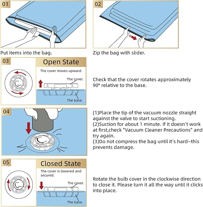 TAILI 4 Pack Vacuum Storage Bags for Comforter and Blankets, XXL Jumbo Vacuum Seal Bags for Bedding (47x39 Inch), Huge Space for Toy, Bedding, Pillows, Save More Closet Space