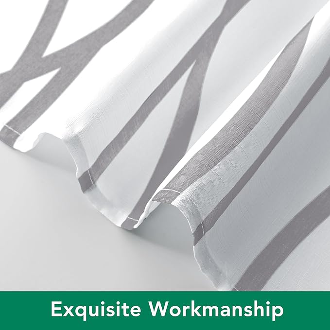 Biscaynebay Textured Fabric Shower Curtain 72 Inches by 72 Inches, Silver Grey Striped Printed Linen Modern Hotel Luxury Quality Cloth Bathroom Curtains Machine Washable