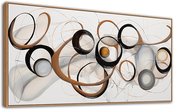 Abstract Wall Art, Modern Framed Canvas Wall Art for Living Room, Large Wood Wall Art Decor, Brown and Black Office and Kitchen Decorations, Bedroom Aesthetic, Modern Painting Print 20×40