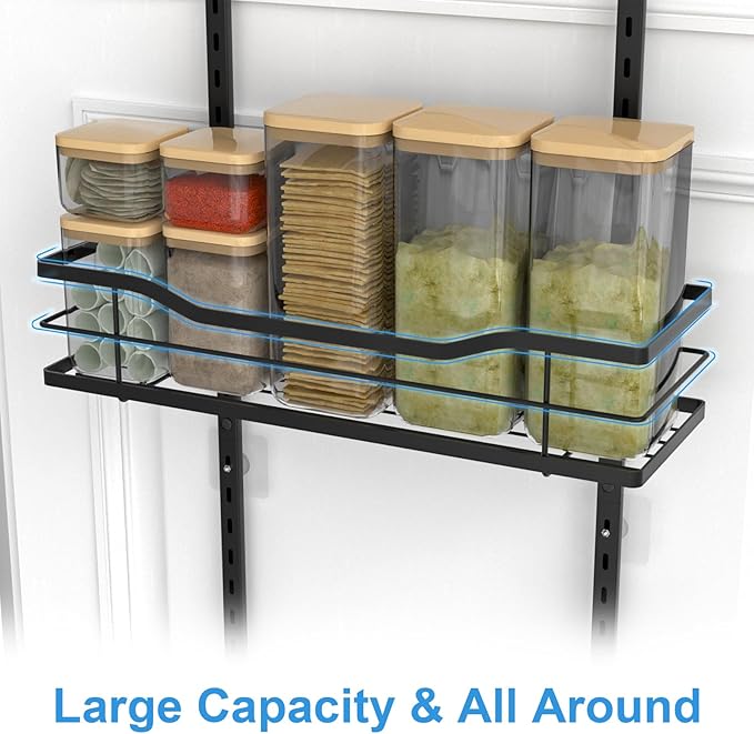 9-Tier Over The Door Pantry Organizer, Metal Pantry Organizers and Storage with Adjustable Basket, Spice Rack Seasoning Shelves, Over the Door Organizer for Pantry Kitchen Laundry Bathroom