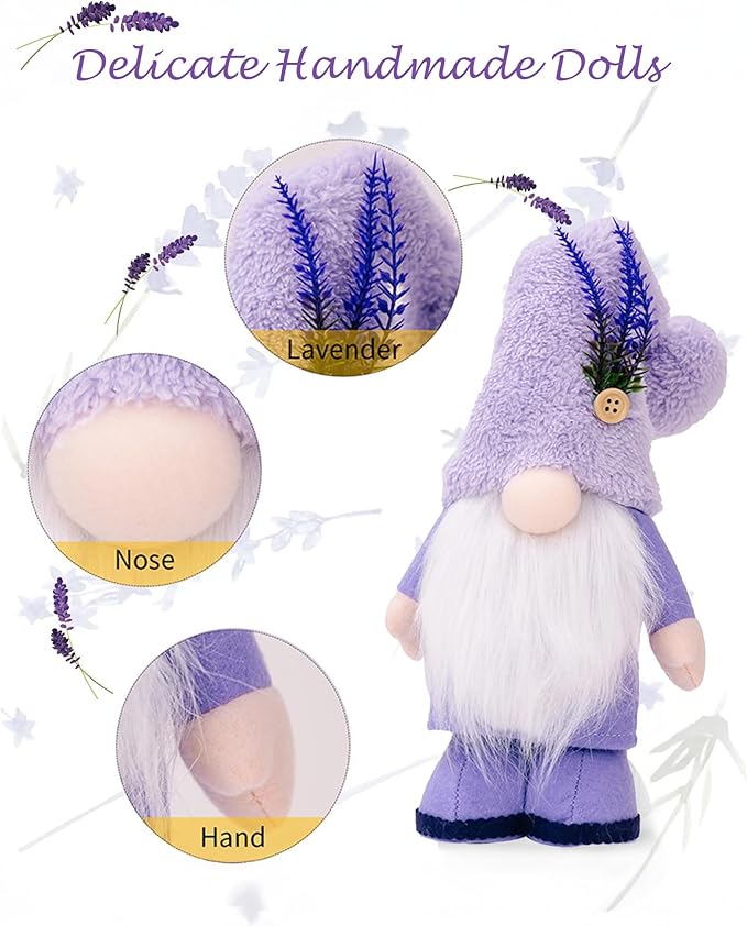 2PCS Summer Decorations for Home Cute Gnomes Plush Office Decor for Women Summer Gnomes Spring Home Decor Tiered Tray Oranment (Standing)