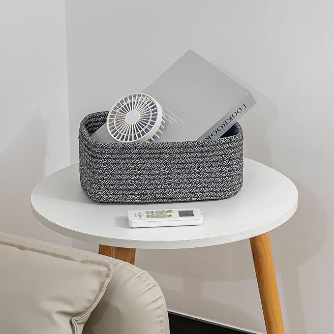 CubesLand Mixed Black Baskets Bins for Organizing,Small Woven Storage Baskets for Shelves,Cute Closet Cube Bins Set 3,Baby Nursery Cube Organizer Toys Basket Bin,Home Decor Organization Bins