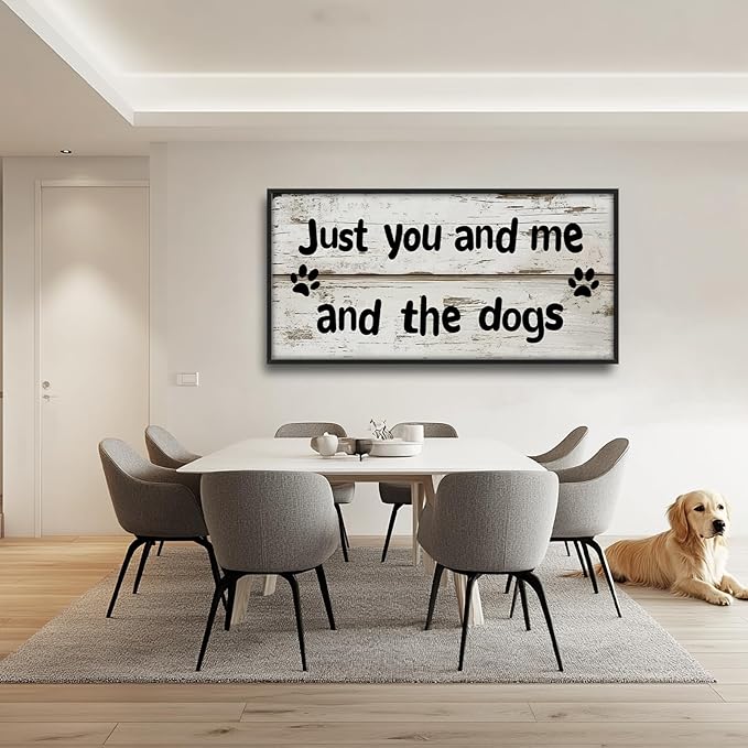 Lovira Just You and Me and The Dogs Large Wall Art Dog Family Canvas Wall Decor Pictures Prints Painting Framed Home Artwork for Living Room Bathroom Bedroom Kitchen 30"x60"
