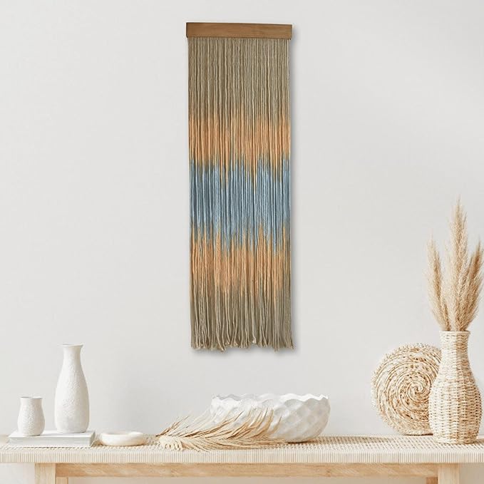 Knots & Beyond Gray Colored Macrame Wall Hanging, Yoga Tapestry Wall Hanging, Boho Yarn Wall Art, Modern Bohemian Wall Decor, Quantity 1, 12" x 37"