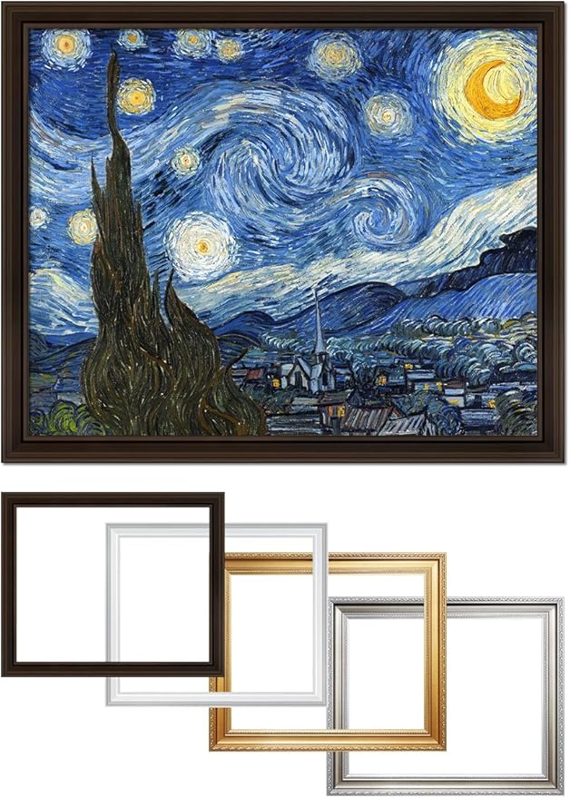 DECORARTS - Starry Night, Vincent Van Gogh Art Reproduction. Giclee Print w/Bronze Frame&Mat for Wall Decor. Picture Size: 30x24