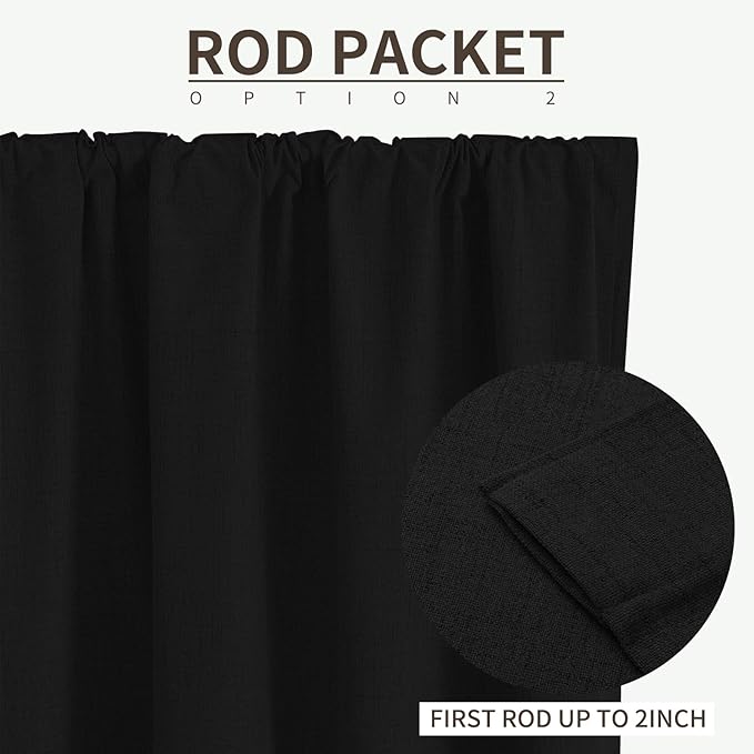 Joydeco Custom 100% Blackout Long Drapes for Bedroom Living Room Blackout Darkening Curtain Thermal Insulated Back tab Rod Pocket 1 Panel(Black,Custom Size)