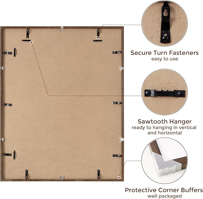 23x29 Oak Wood Frame, 23"x29" Poster Frame, 23x29 Picture Frame with Mat for 19x25, Rustic Wood Frame 23 by 29 with Real Glass, 23" x 29" Art Frame, 23x29 Puzzle Frame (Walnut Color, 1 Pack)