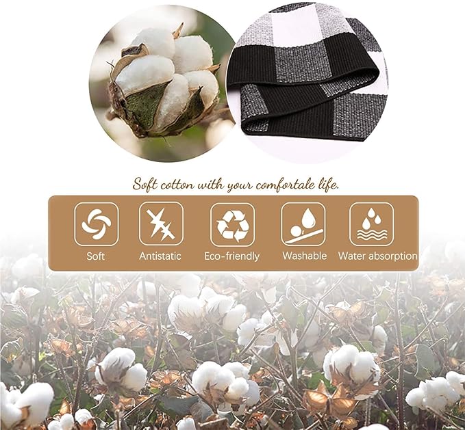 KOZYFLY Buffalo Plaid Rug 2x6 Ft Black and White Runners for Hallways Washable Checkered Rug Cotton Kitchen Runner Carpet Runner Rugs for Entryway Bedroom Living Room Farmhouse Runner Rug