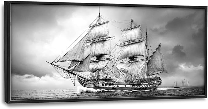 Olivine Sailboat Large Wall Art, Nautical Pictures Wall Decor, Sailing Boat Paintings, Seascape Canvas Prints, Framed Artwork for Dining Room Bedroom Living Room Office Bathroom Home 60"x30"