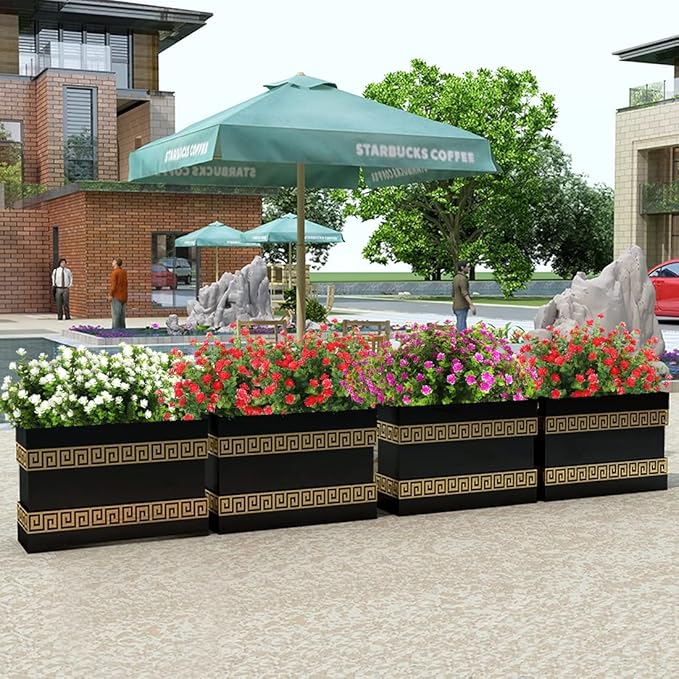 Outdoor Artificial Plant UV Resistant Fake Stems Plants, Faux Plastic Greenery for Indoor Outside Hanging Plants Garden Porch Window Box Home Wedding Farmhouse Outdoor Decorations for Patio (Red)