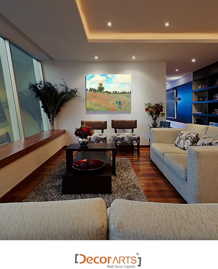 DECORARTS - Poppies at Argenteuil, 1873, Claude Monet Art Reproduction. Giclee Canvas Prints Wall Art for Home Decor 30x24