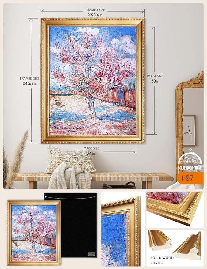 DECORARTS - Reminiscence of Mauve, Vincent Van Gogh Art Reproduction. Acid Free Cotton Canvas Giclee Print w/Bronze Frame&Mat for Wall Decor.