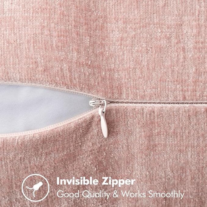 MIULEE Pack of 2 Couch Throw Pillow Covers 12x20 Inch Pink Valentine Farmhouse Decorative Pillow Covers with Stitched Edge Soft Chenille Solid Dyed Spring Pillow Covers for Sofa Bed Living Room