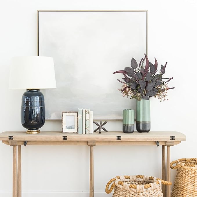 Fall Artificial Eucalyptus Bouquet with Purple Sage Leaves – Autumn Faux Greenery Bush with Raffia Wrap for Farmhouse, Kitchen, Table, and Seasonal Home Décor