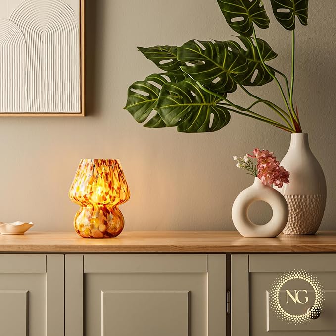 Next Glow Mushroom Lamp – Modern Dimmable LED Night Light for Bedrooms, Kids Rooms, Bedside Nightstands, Living Room Table and Kitchen Decor – Desk Light, E26 Socket w 120V Bulb, 5.9 x 7.3 (Colorful)