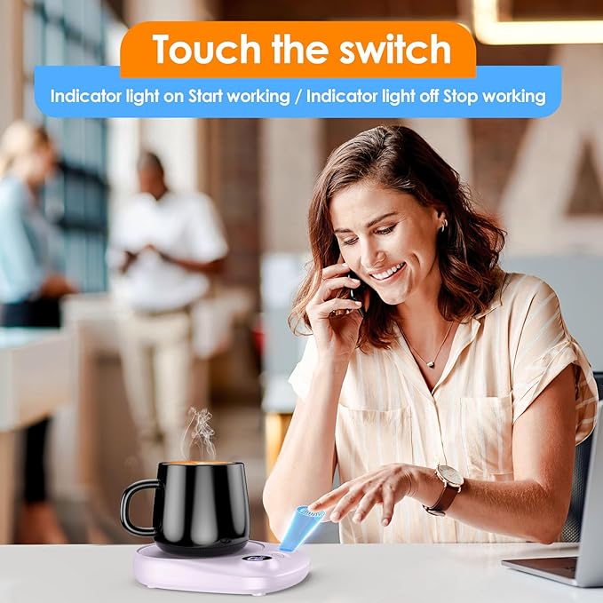 Coffee Mug Warmer - Fastest Heating & Highest Temperature, Coffee Cup Warmer for Desk Auto Shut Off, 4 Temp Settings & 1-12H Timer, Smart Electric Beverage Warmer for Coffee, Tea (Purple)