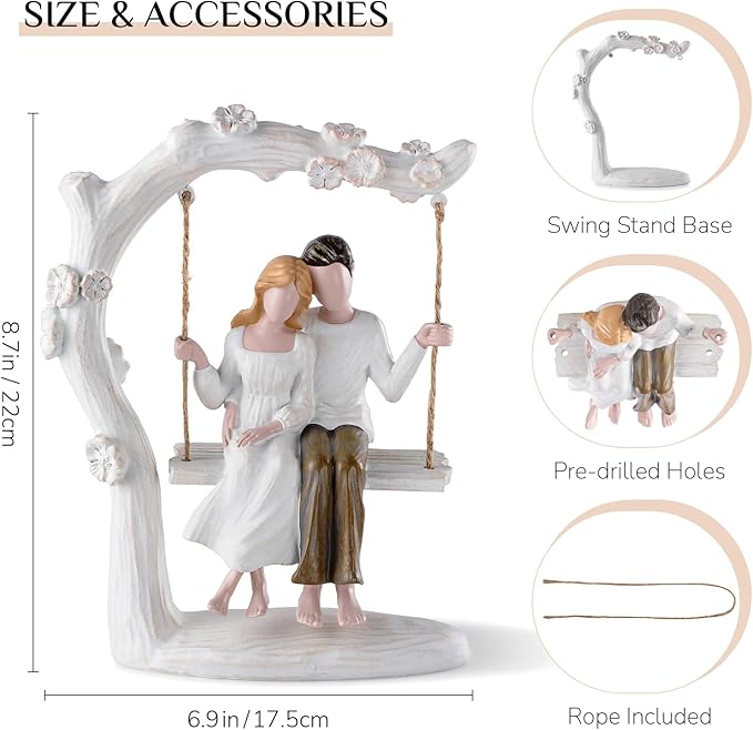 1st Year Gifts for Couple Anniversary Romantic Couples Swing Statue Wedding Engagement Gifts for Him Her Unique Resin Figurine Home Decor