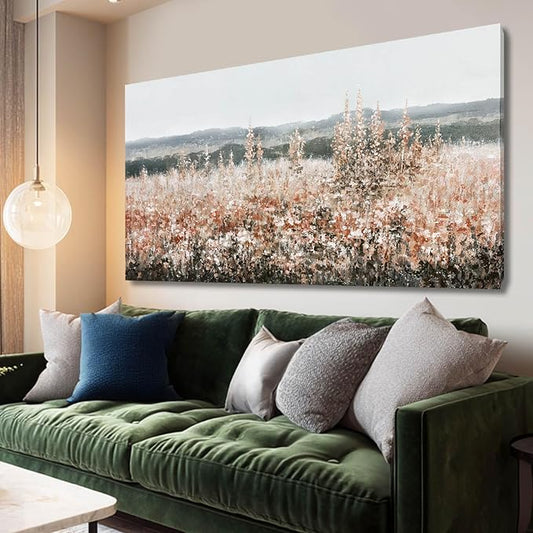 GAIDUOMAI Farmhouse Canvas Wall Prints for Home Flower field Artwork Vintage Botanical Wall Art for Living Room Bedroom Office Decorations 24"x48"