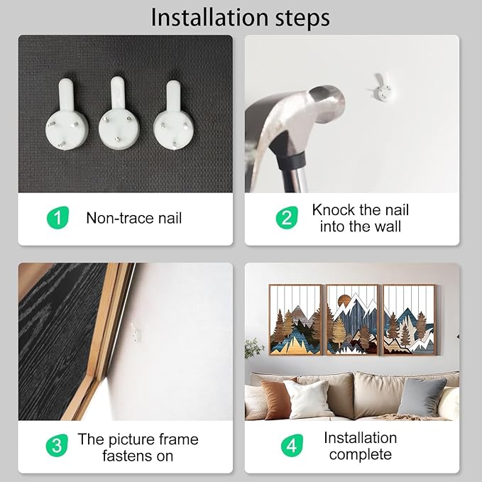 CHDITB Framed Canvas Mountain Wall Art Set, Country Woodcut Style Wall Decor, Forest Nature Wilderness Wall Painting, Modern Art Prints for Living Room, Bedroom, Farmhouse - Large Size 16"x24"x3