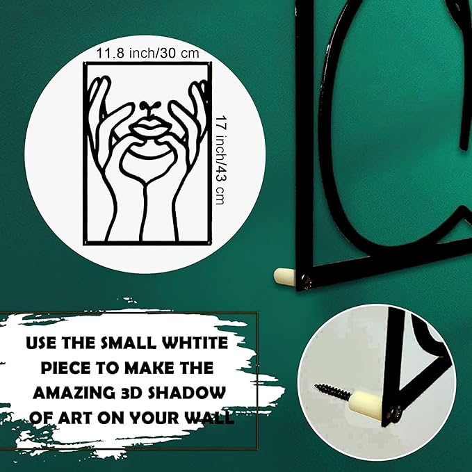 Glamativity 4 Pack Gold Wall Art Décor, Minimalist Décor Single Line Art Wall Décor, Real Metal Wall Art, Woman's Body Shape Abstract Wall Art, for Kitchen Bedroom Living Room (Black)