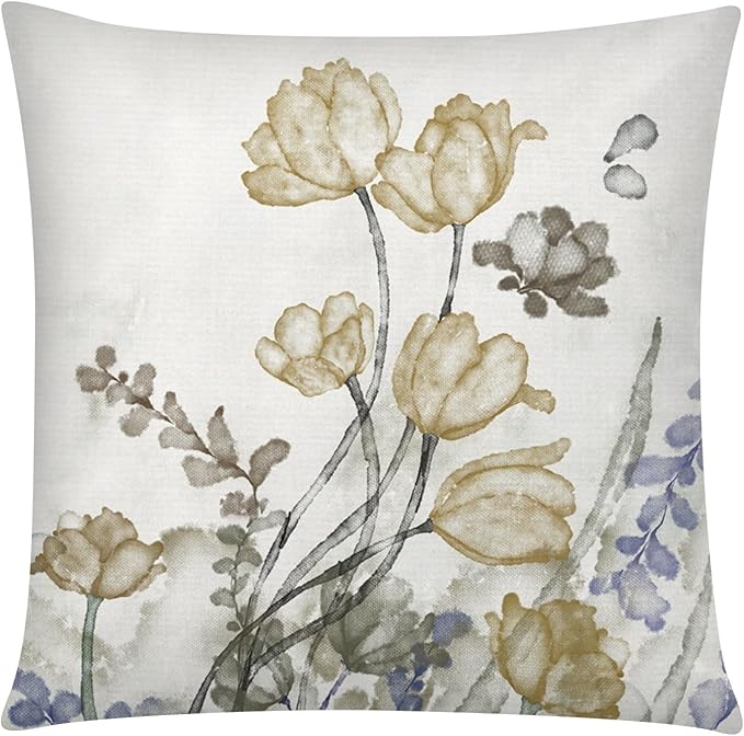 COMMINY Sage Green Flower Pillow Cover 18x18 Set of 6 Minimalist Modern Throw Pillow Cover Square Cushion Covers for Couch Sofa Living Room Home Decor