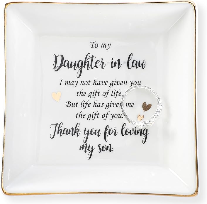 HOME SMILE Ceramic Ring Dish Jewelry Tray for Mom Sister Friends