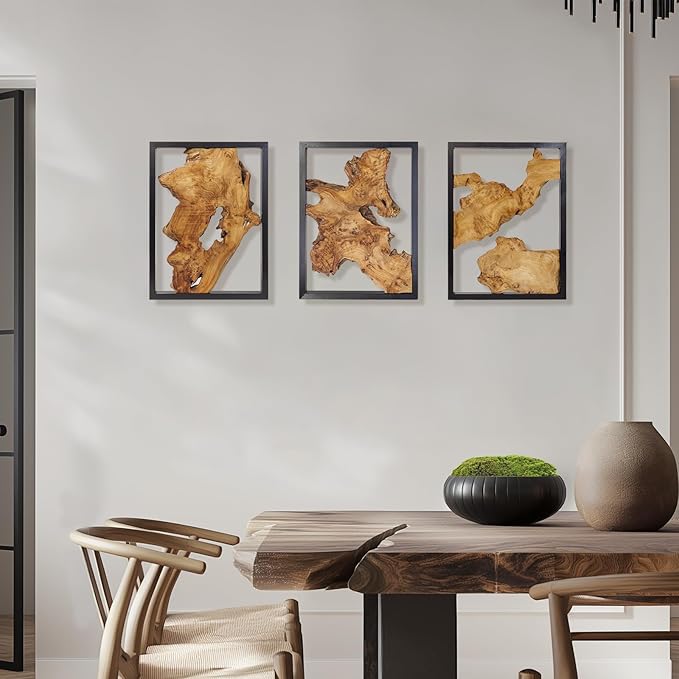 NAHARO Modern Wood Wall Decor- Natural wood Handcrafted Rustic Charm for Your Home - Perfect for Living Room, Bedroom,Kitchen,or Office
