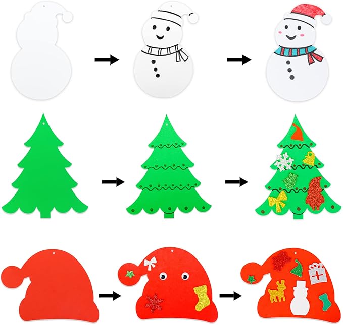 Max Fun 302PCS Christmas Crafts Tree Foam Shapes Stickers Set Craft Kits, Xmas Tree Hat Snowman Christmas Decorations for Kids Crafts Party Favors Supplies
